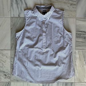 Talbots Gray White Stripe Sleeveless Shirt